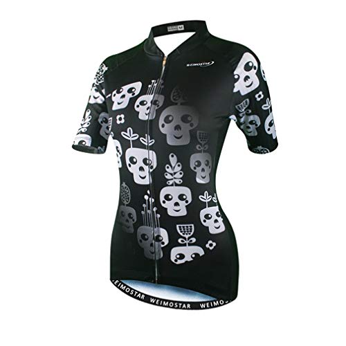 Damen Radtrikot 2020 Fahrradbekleidung Tops Kurzarm MTB Sport Wear Gr. Small, Totenkopf schwarz von WeimoMonkey