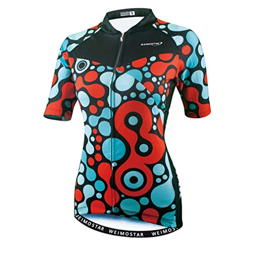 Damen Radtrikot 2020 Fahrradbekleidung Tops Kurzarm MTB Sport Wear Gr. X-Large, Blau / Rot von WeimoMonkey