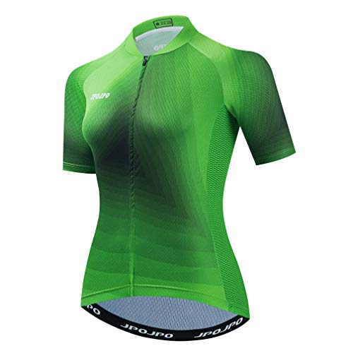Damen Radtrikot Kurzarm Atmungsaktiv Bike Fahrrad Shirt MTB Radfahren - Grün - Mittel von WeimoMonkey