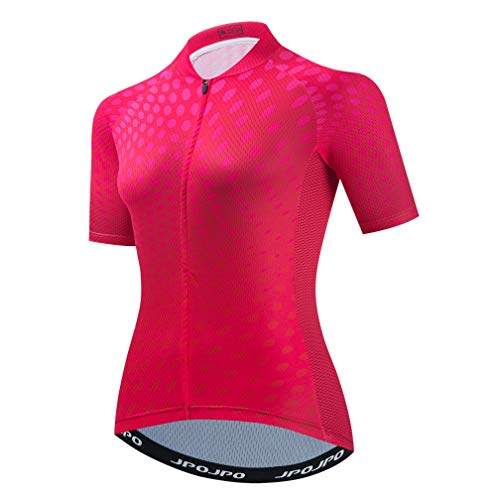 Damen Radtrikot Kurzarm Atmungsaktiv Fahrrad Shirt MTB Radfahren, rose, Mittel von WeimoMonkey