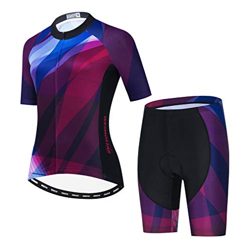 Damen Radtrikot Set Sommer Fahrradbekleidung Mountainbike Kleidung Radsport Set, Cf2315, X-Groß von WeimoMonkey