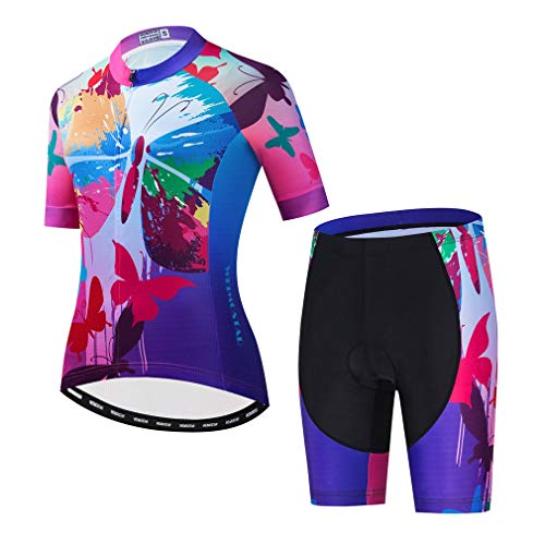 Damen Radtrikot Set Sommer Fahrradbekleidung Mountainbike Kleidung Radsport Set, Cf2320, X-Groß von WeimoMonkey