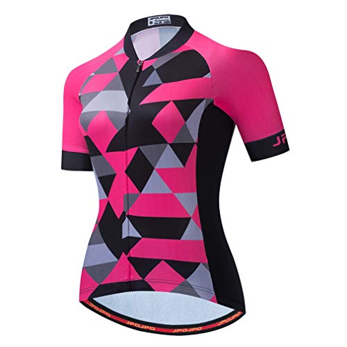Damen Sommer Radtrikot Rennrad Shirt MTB Bike Jersey Top, Graphics Pink, Mittel von WeimoMonkey