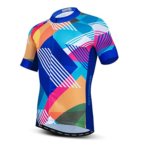 Fahrradtrikot für Herren, kurzärmelig, für den Sommer, Mountainbike-Trikot, Bunt, XL von WeimoMonkey