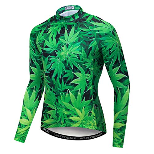 Radfahren Trikot Langarm Herren Mountainbike Trikot Zip Shirts Rennrad Bekleidung Reiten Sport Racing MTB Tops für Männer Bouse Herbst Herbst Frühling Quick Dry grün schwarz Größe XXL von WeimoMonkey