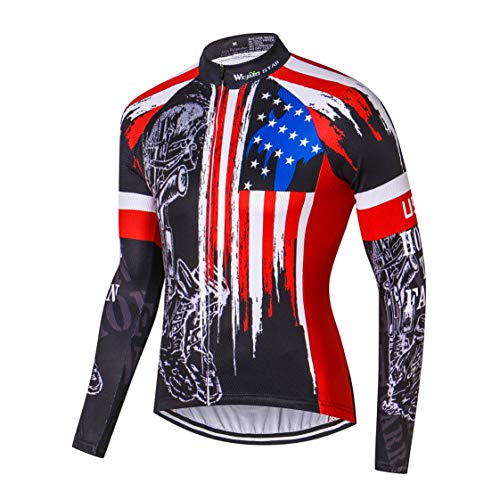 Radfahren Trikot Langarm Herren Mountainbike Trikot Zip Shirts Rennrad Bekleidung Reiten Sport Racing MTB Tops für Männer Bouse Herbst Herbst Frühling Quick Dry schwarz Größe XXL von Weimostar