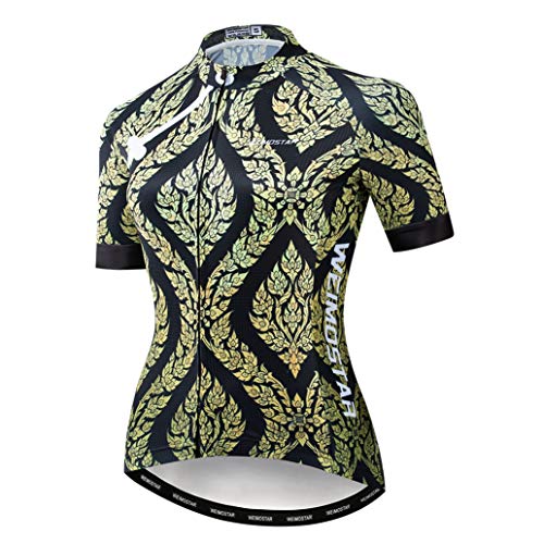 Radtrikot Damen Bike Jersey MTB Fahrrad Shirt Team Racing Tops, Würfel Gold, Mittel von WeimoMonkey