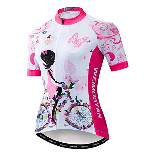 Radtrikot Damen Bike Trikot 2019 MTB Fahrrad Trikot Team Racing Tops - Pink - Etikett XL (Brust 97/ 104 cm) von WeimoMonkey
