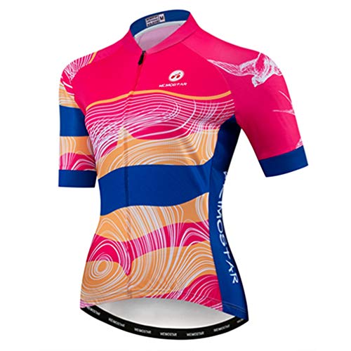 Radtrikot Damen Fahrrad Trikot MTB Fahrrad Shirt Team Racing Tops, rose, Mittel von WeimoMonkey