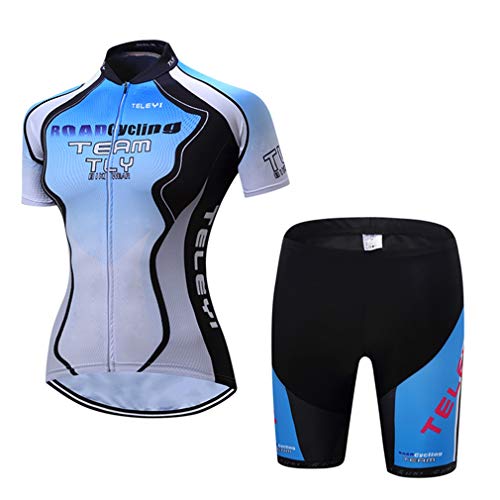 Sommer Radtrikot Set Frauen Fahrrad Radbekleidung Mountainbike Uniform Wear Racing Fahrrad Kleidung Blau, blau, M von WeimoMonkey