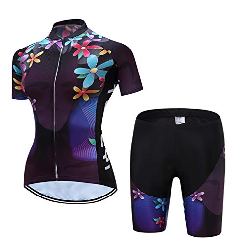 Sommer Radtrikot Set Frauen Fahrrad Radbekleidung Mountainbike Uniform Wear Rennrad Kleidung, violett, XXL von WeimoMonkey