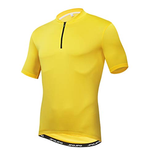 WeimoMonkey Fahrradtrikot für Herren, halber Reißverschluss, Rennradtrikot, kurzärmelig, MTB Downhill, gelb, L von WeimoMonkey