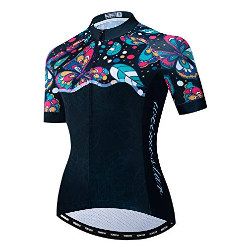 Bike Trikot Damen Radtrikot Full Zipper MTB Tops Mountain Road Fahrradbekleidung atmungsaktiv Biker Racing Shirts für Damen Damen Radsportbekleidung Sommer Blau M von Weimostar