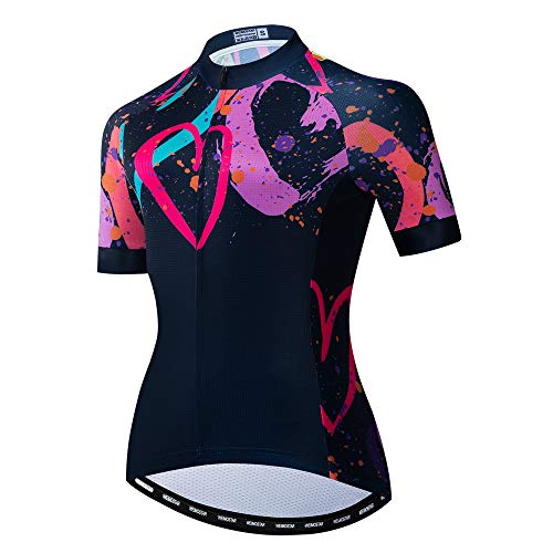 Bike Trikot Damen Radtrikot Full Zipper MTB Tops Mountain Road Fahrradbekleidung atmungsaktiv Biker Racing Shirts für Damen Damen Radsportbekleidung Sommer Team Black M von Weimostar