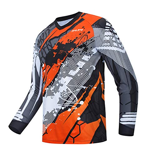 Cycling Jersey Herren Mountainbike Motocross Jersey Langarm MTB T-Shirt Downhill Tops Sport Rennbluse orange XXL von Weimostar