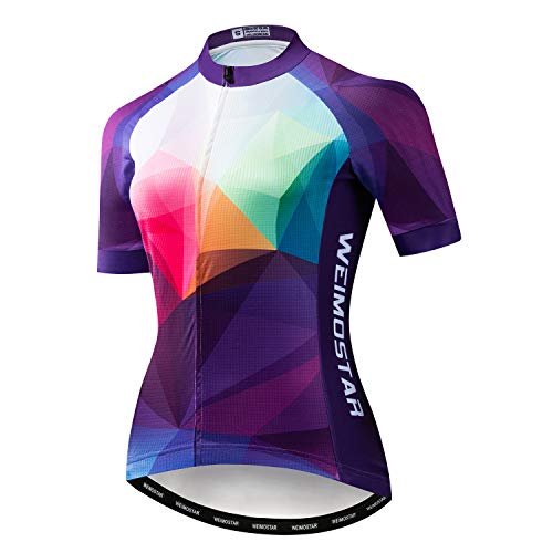 Sommer Radtrikot Damen Kurzarm Atmungsaktive Fahrradtrikot für Frauen Rennrad Trikot Mountainbike Trikot Radfahren Shirt CF2 von Weimostar