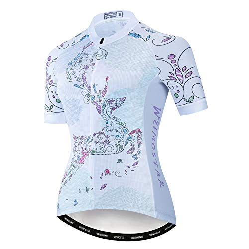 Fahrrad Trikot Damen Fahrrad Fahrrad Tops Shirts Deer White Größe M von Weimostar