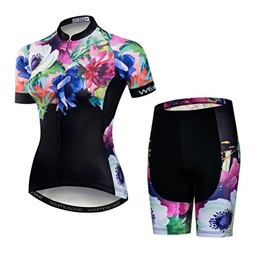 Fahrrad Trikot Set Frauen Fahrrad Trikot Shorts Anzug Damen MTB Top Bottom Shirts Road Mountain Fahrrad Kleidung Kleidung Uniform Sommerrennen für Frauen Brethable Grün Größe XXXL von Weimostar