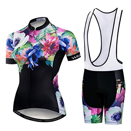 Fahrrad Trikot Set Frauen Fahrrad Trikot Trägerhose Anzug Damen MTB Top Bottom Shirts Road Mountain Fahrrad Kleidung Kleidung Uniform Sommerrennen für Frauen Brethable grün Größe XXXL von Weimostar