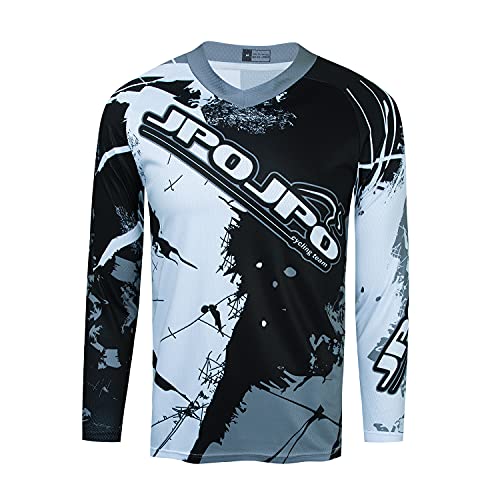 Kinder Radtrikot für Jugendliche Mountainbike Jungen Motocross Langarm Shirts Downhill Shirt Mädchen Fahrradfahren Biker Rennbekleidung Grau L von Weimostar