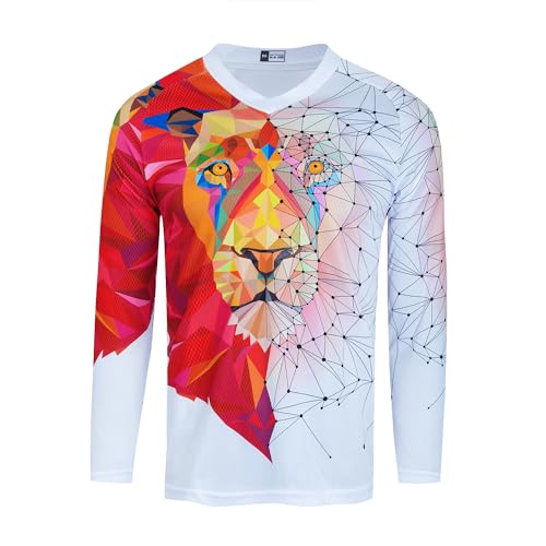 Kinder Radtrikot für Jugendliche Mountainbike Jungen Motocross Langarm Shirts Downhill Shirt Mädchen Fahrradfahren Biker Rennbekleidung Weiß/Rot Größe XXS von Weimostar