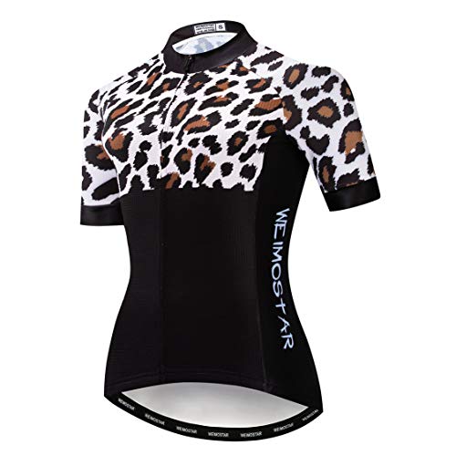 MTB Trikot Radtrikot für Damen Mountainbike Jersey Shirts Kurzarm Rennrad Tops Pro Team RacingTops für Damen Famale Sommerbekleidung Atmungsaktiv und schnell trocknend Größe L von Weimostar