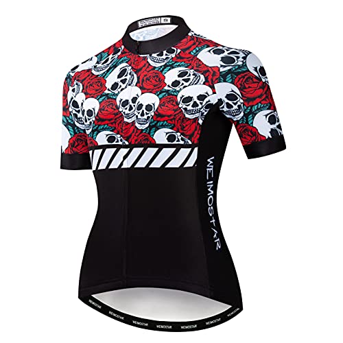 MTB Trikot Radtrikot für Damen Mountainbike Jersey Shirts Kurzarm Rennrad Tops Pro Team RacingTops für Damen Famale Sommerbekleidung Atmungsaktiv und schnell trocknend Größe M von Weimostar