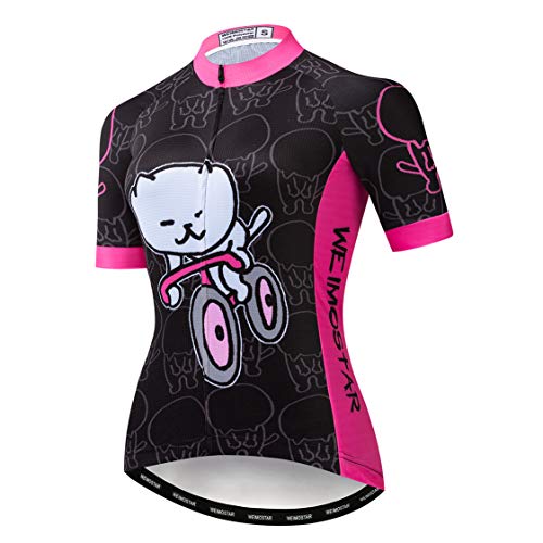 MTB Trikot Radtrikot für Damen Mountainbike Jersey Shirts Kurzarm Rennrad Tops Pro Team RacingTops für Damen Famale Sommerbekleidung Atmungsaktiv und schnell trocknend Größe M von Weimostar