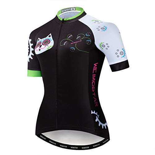 MTB Trikot Radtrikot für Damen Mountainbike Jersey Shirts Kurzarm Rennrad Tops Pro Team RacingTops für Damen Famale Sommerbekleidung Atmungsaktiv und schnell trocknend Größe M von Weimostar
