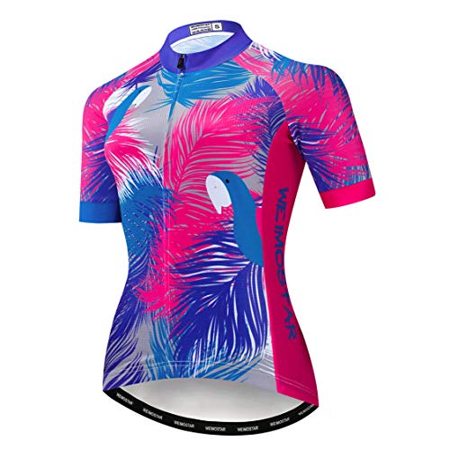 MTB Trikot Radtrikot für Damen Mountainbike Jersey Shirts Kurzarm Rennrad Tops Pro Team RacingTops für Damen Famale Sommerbekleidung Atmungsaktiv und schnell trocknend Größe XXL von Weimostar