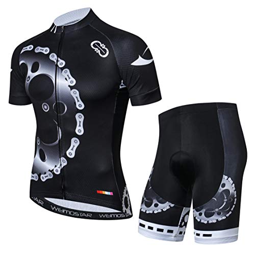 MTB Trikot Sets Herren Radtrikot Kurzarm Radtrikot Anzüge Zip Mountain Road Bekleidung Fahrrad Top Shirts Atmungsaktiv Sommer Pro Team Sport Rennrad Trikot für Herren Größe L von Weimostar