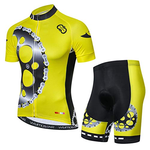 MTB Trikot Sets Herren Radtrikot Kurzarm Radtrikot Anzüge Zip Mountain Road Bekleidung Fahrrad Top Shirts Atmungsaktiv Sommer Pro Team Sport Rennrad Trikot für Herren Größe L von Weimostar