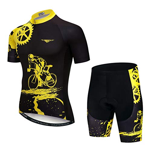 MTB Trikot Sets Herren Radtrikot Kurzarm Radtrikot Anzüge Zip Mountain Road Bekleidung Fahrrad Top Shirts Atmungsaktiv Sommer Pro Team Sport Rennrad Trikot für Herren Größe L von Weimostar