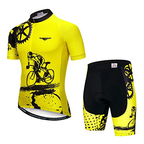MTB Trikot Sets Herren Radtrikot Kurzarm Radtrikot Anzüge Zip Mountain Road Bekleidung Fahrrad Top Shirts Atmungsaktiv Sommer Pro Team Sport Rennrad Trikot für Herren Größe L von Weimostar
