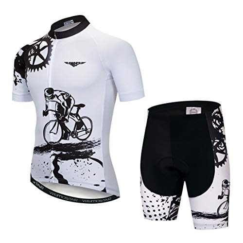 MTB Trikot Sets Herren Radtrikot Kurzarm Radtrikot Anzüge Zip Mountain Road Bekleidung Fahrrad Top Shirts Atmungsaktiv Sommer Pro Team Sport Rennrad Trikot für Herren Größe S von Weimostar