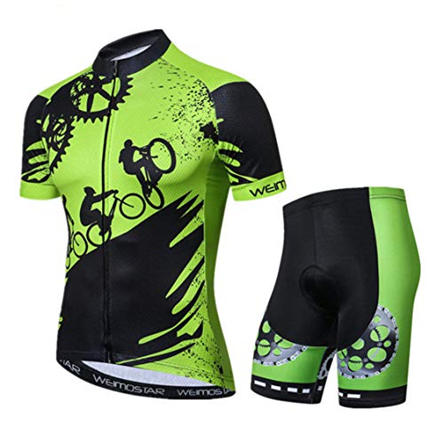 MTB Trikot Sets Herren Radtrikot Kurzarm Radtrikot Anzüge Zip Mountain Road Bekleidung Fahrrad Top Shirts Atmungsaktiv Sommer Pro Team Sport Rennrad Trikot für Herren Größe XL von Weimostar