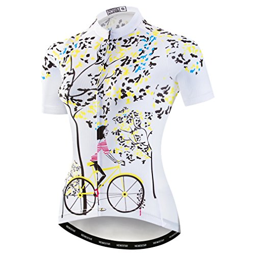 Mountainbike-Jersey-Shirts der Radfahren Jersey-Frauen Kurze Hülse Straße Fahrrad-Kleidung Pro-Team MTB übersteigt Sommer-Kleidung Fahrrad weiß Größe L von Weimostar