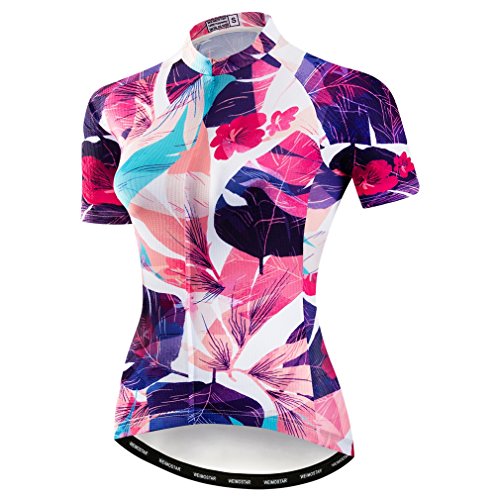 Mountainbike-Jersey-Shirts der Radfahren Jersey-Frauen Kurze Hülse Straße Fahrrad-Kleidung Pro-Team MTB übersteigt Sommer-Kleidung Pink Lila Größe M von Weimostar