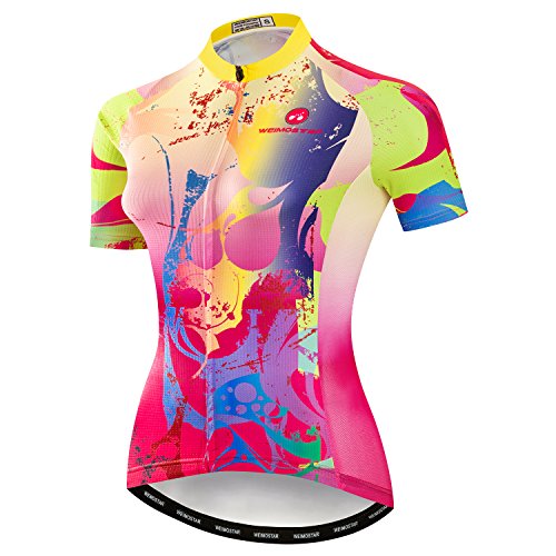 Mountainbike-Jersey-Shirts der Radfahren Jersey-Frauen Kurze Hülse Straße Fahrrad-Kleidung Pro-Team MTB übersteigt Sommer-Kleidung Rosa Größe S von Weimostar