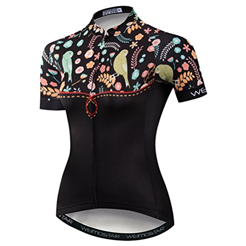 Radfahren Jersey Frauen Mountainbike Jersey Shirts Kurzarm Rennrad Kleidung aus Tür Sport MTB Kleidung Sommer tragen Vogel Schwarz Größe XL von Weimostar