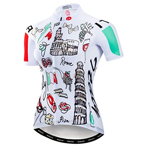 Radfahren Jersey Frauen Mountainbike Jersey Shirts Weibliche Rennrad Kleidung Pro Team MTB Tops Sommer Kleidung Italien Weiß Größe S von Weimostar