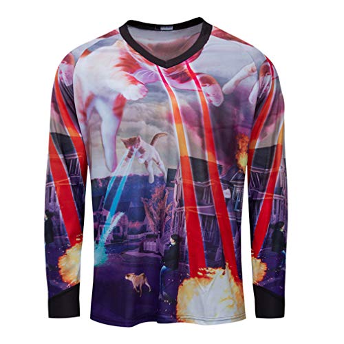 Radfahren Jersey Herren Mountainbike Motocross Langarm MTB T-Shirt Downhill Tops Sportrennen Reiten Bluse Fahrrad Shirt rot grau XXL von Weimostar