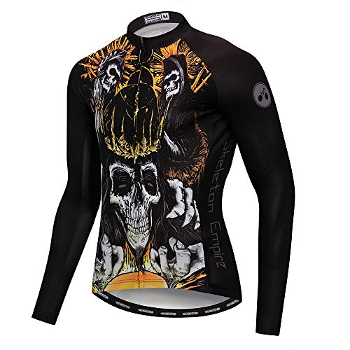 Radfahren Jersey Lange Männer Fahrrad Trikot Reißverschluss Mountain Road Fahrrad Top MTB Shirts Langarm Herbst Frühling Reiten Rennrad Jacken Kleidung für Männer Skeleton Schwarz L von Weimostar
