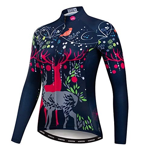 Radfahren Langarm Jersey Frauen Mountainbike Jersey Shirts Lange Rennrad Kleidung MTB Tops Sportbekleidung Blau Größe XL von Weimostar