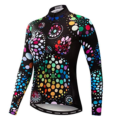 Radfahren Langarm Jersey Frauen Mountainbike Jersey Shirts Lange Rennrad Kleidung MTB Tops Sportbekleidung Schwarz Größe L von Weimostar