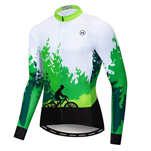 Radfahren Langarmtrikot Herren-Radsportbekleidung Fahrradtrikot Top Mountain Road MTB-Jersey-Shirt Atmungsaktives Team Sport tragen Schwarz Grün Größe XL von Weimostar