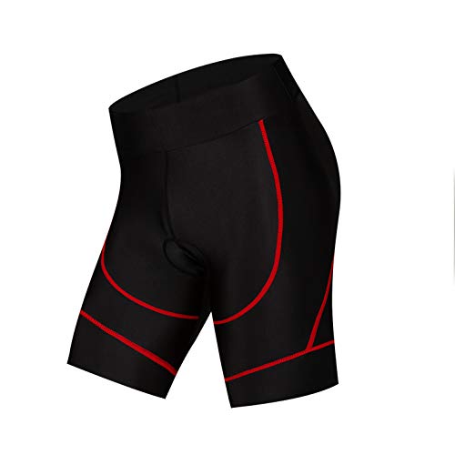 Radhose Damen Fahrrad Gel Silikon Gepolsterte MTB Fahrradshorts Mountain Road Racing Strumpfhose Hose Damen Reitrad Unterwäsche atmungsaktiv rot L. von Weimostar