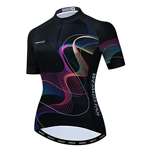 Radtrikot Damen Fahrrad Top Bike MTB Hemdtaschen Team Mountain Road Bekleidung Sommer Racing Reitjacken Schwarz L von Weimostar