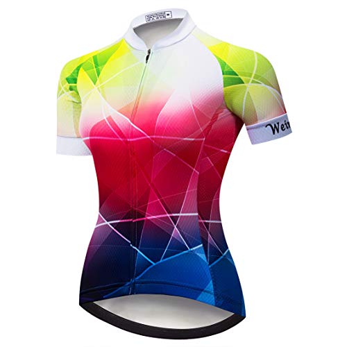 Radtrikot Damen Radtrikot Zip Shirts Kurzarm MTB Tops Rennrad Bekleidung Sommer Rennrad Bluse für Damen Damen Quick Dry rot lila Größe XXXL von Weimostar