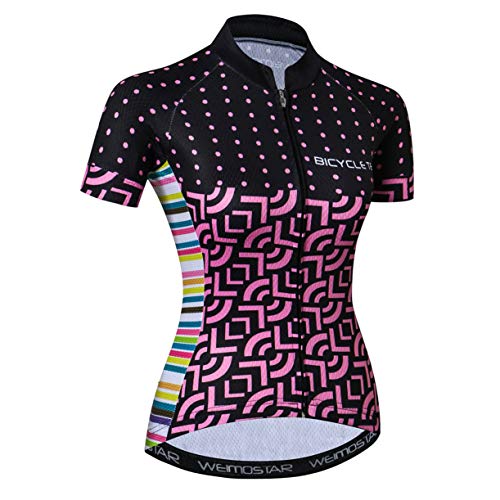 Radtrikot Frauen Fahrrad Trikot MTB Trikot Tops für Frau Damen Radtrikot Pro Team Mountain Road Trikot Kurzarm Renn Hemden atmungsaktiv Sommer Kleidung schwarz Rosa Größe XXXL von Weimostar